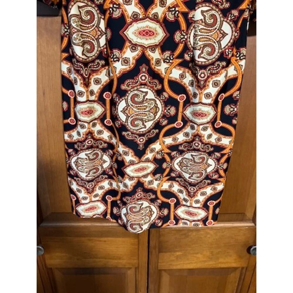 Jude Connally Paisley Print Shift Dress Brown Orange Half Sleeve Southern Size M - Picture 4 of 10